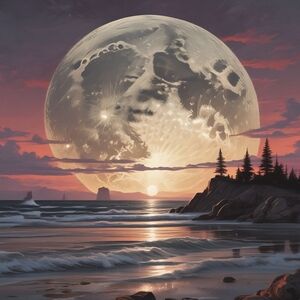 Moonlit Coastal Landscape Art Print